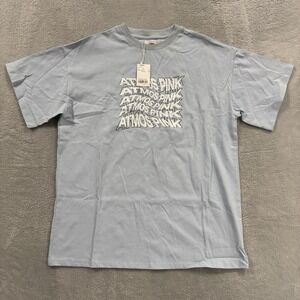 Atmos Pink Tokyo T Shirt Men's Medium Print Tee Japan Baby Blue Short Sleeve